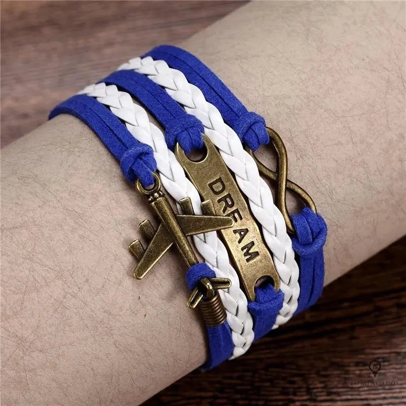 Bracelet Avion Cuir Bleu Et Blanc 4 Bracelet Avion Cuir Bleu Et Blanc – Image 2