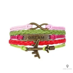 Bracelet Avion Cuir Rose