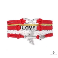 Bracelet Avion Cuir Rouge