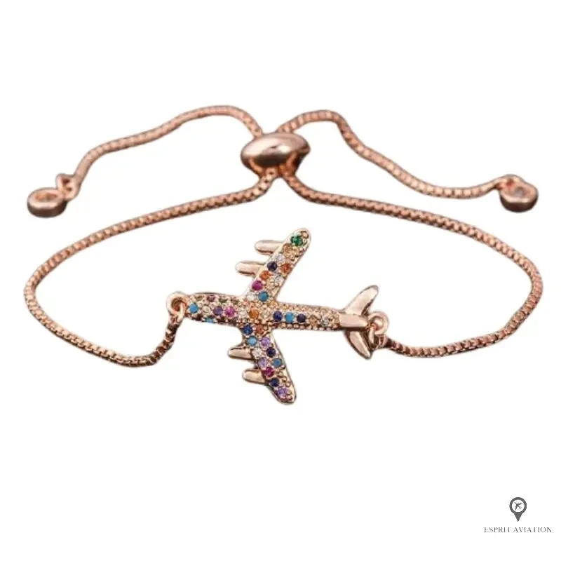 Bracelet Avion Doré Rose 3 Bracelet Avion Doré Rose