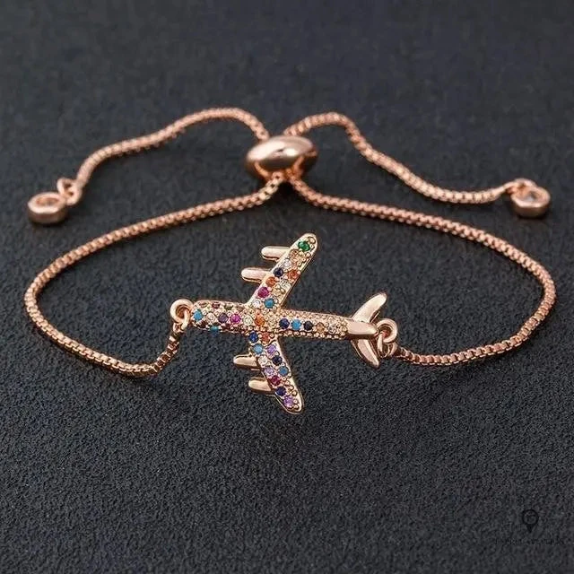 Bracelet Avion Doré Rose 4 Bracelet Avion Doré Rose – Image 2