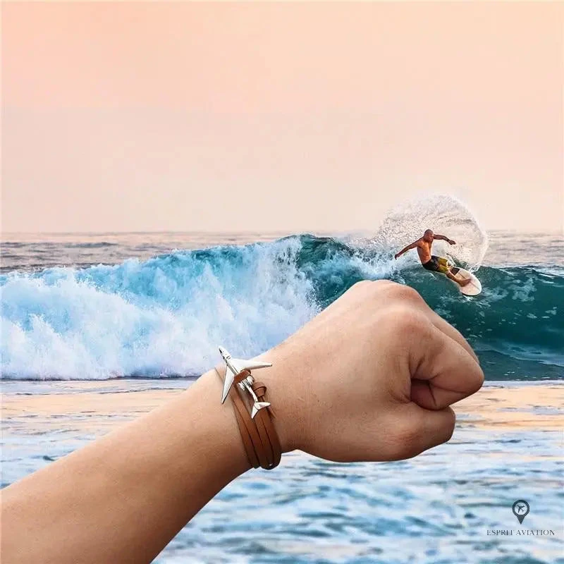 Bracelet Avion Homme Marron 4 Bracelet Avion Homme Marron – Image 2