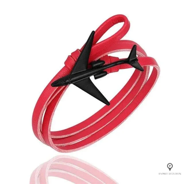 Bracelet Avion Homme Noir Et Rouge Clair 3 Bracelet Avion Homme Noir Et Rouge Clair