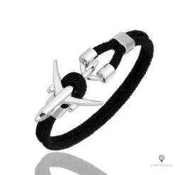 Bracelet Avion Noir Argenté