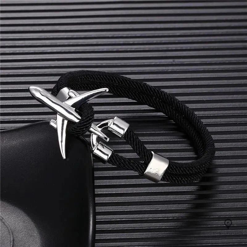 Bracelet Avion Noir Argenté 4 Bracelet Avion Noir Argenté – Image 2