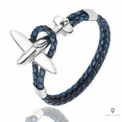 Bracelet Avion De Chasse Argent Bleu