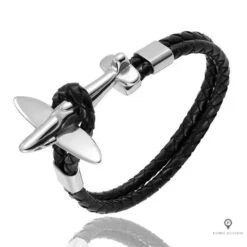 Bracelet Avion De Chasse Argent Noir
