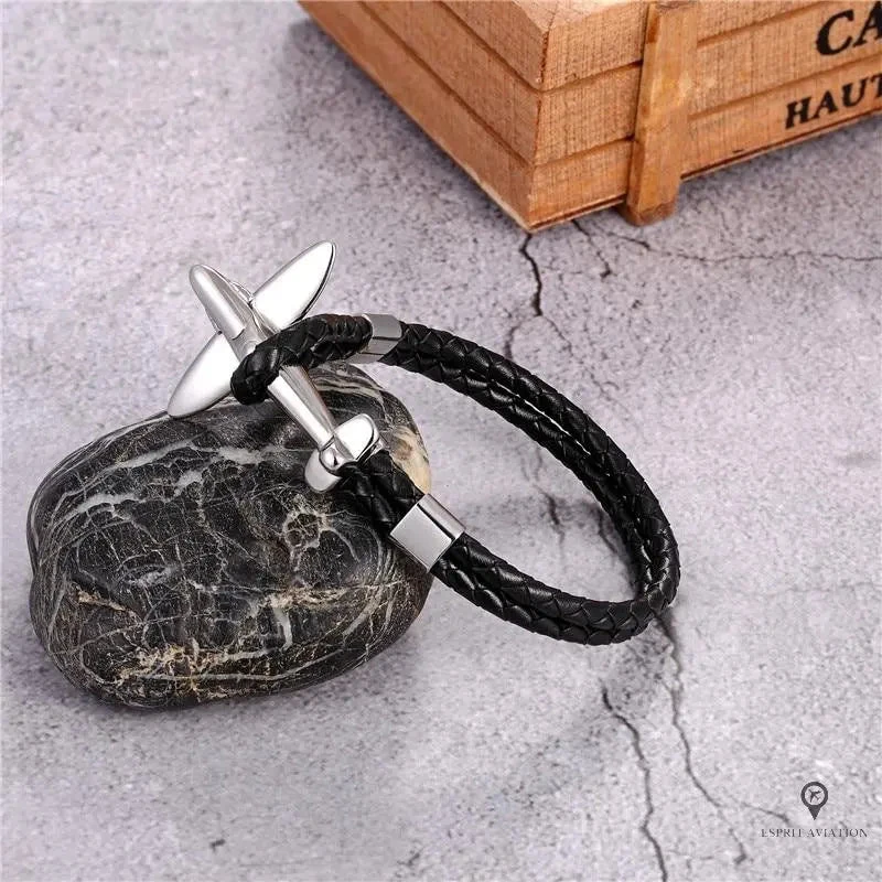 Bracelet Avion De Chasse Argent Noir 4 Bracelet Avion De Chasse Argent Noir – Image 2