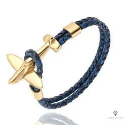 Bracelet Avion De Chasse Doré Bleu