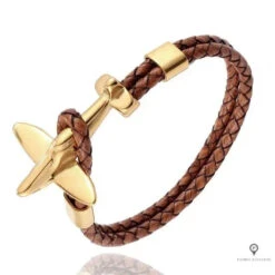 Bracelet Avion De Chasse Doré Marron