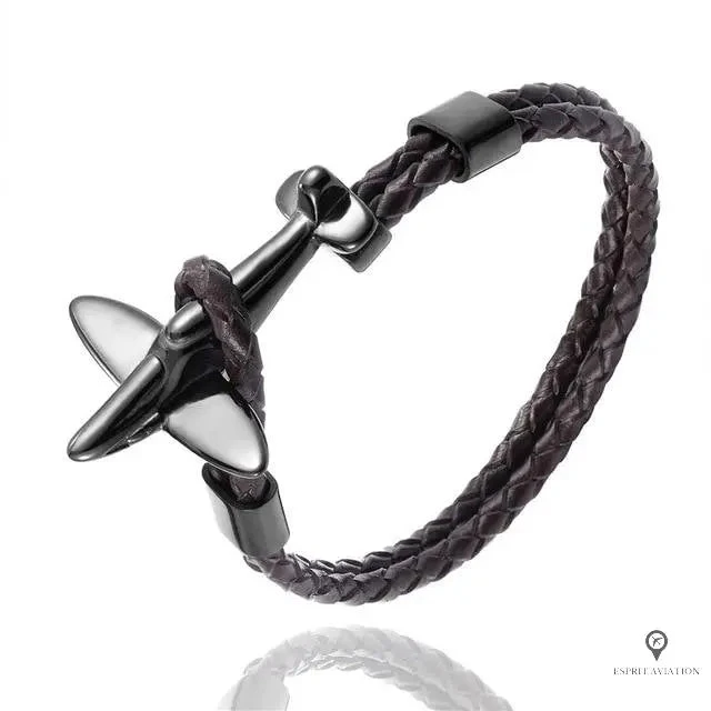 Bracelet Avion De Chasse Noir Retro 3 Bracelet Avion De Chasse Noir Retro