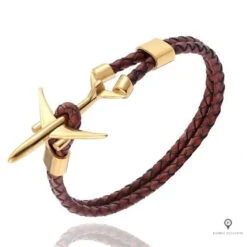 Bracelet Avion De Ligne Marron Doré