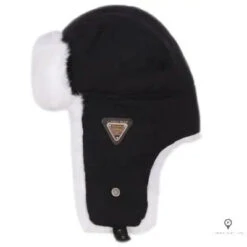 Chapka Aviateur Fausse Fourrure Noire