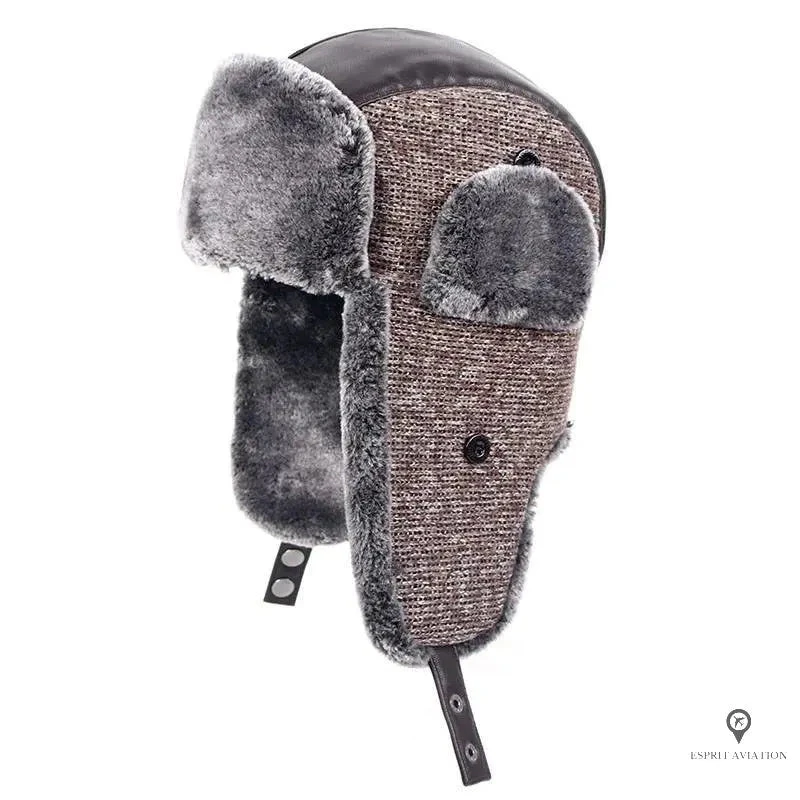 Chapka Aviateur Grise Et Fausse Fourrure 3 Chapka Aviateur Grise Et Fausse Fourrure