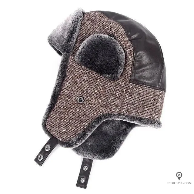 Chapka Aviateur Grise Et Fausse Fourrure 4 Chapka Aviateur Grise Et Fausse Fourrure – Image 2