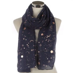 Écharpe Aviateur St-Exupéry 24 Écharpe Aviateur St-Exupéry -Esprit Aviation FOXMOTHER 2021 New Fashion Navy Star Moon Foil Gold Scarf For Womens Chirstmas Gifts Esprit Aviation 1661287350