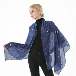 Écharpe Aviateur St-Exupéry 39 Écharpe Aviateur St-Exupéry -Esprit Aviation FOXMOTHER 2021 New Fashion Navy Star Moon Foil Gold Scarf For Womens Chirstmas Gifts Esprit Aviation 1661287427