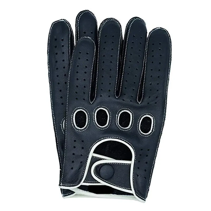 Gants Aviateur Cuir Noir Et Blanc 4 Gants Aviateur Cuir Noir Et Blanc – Image 2