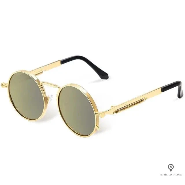 Lunette Aviateur Homme De Soleil Ronde Dorée 3 Lunette Aviateur Homme De Soleil Ronde Dorée