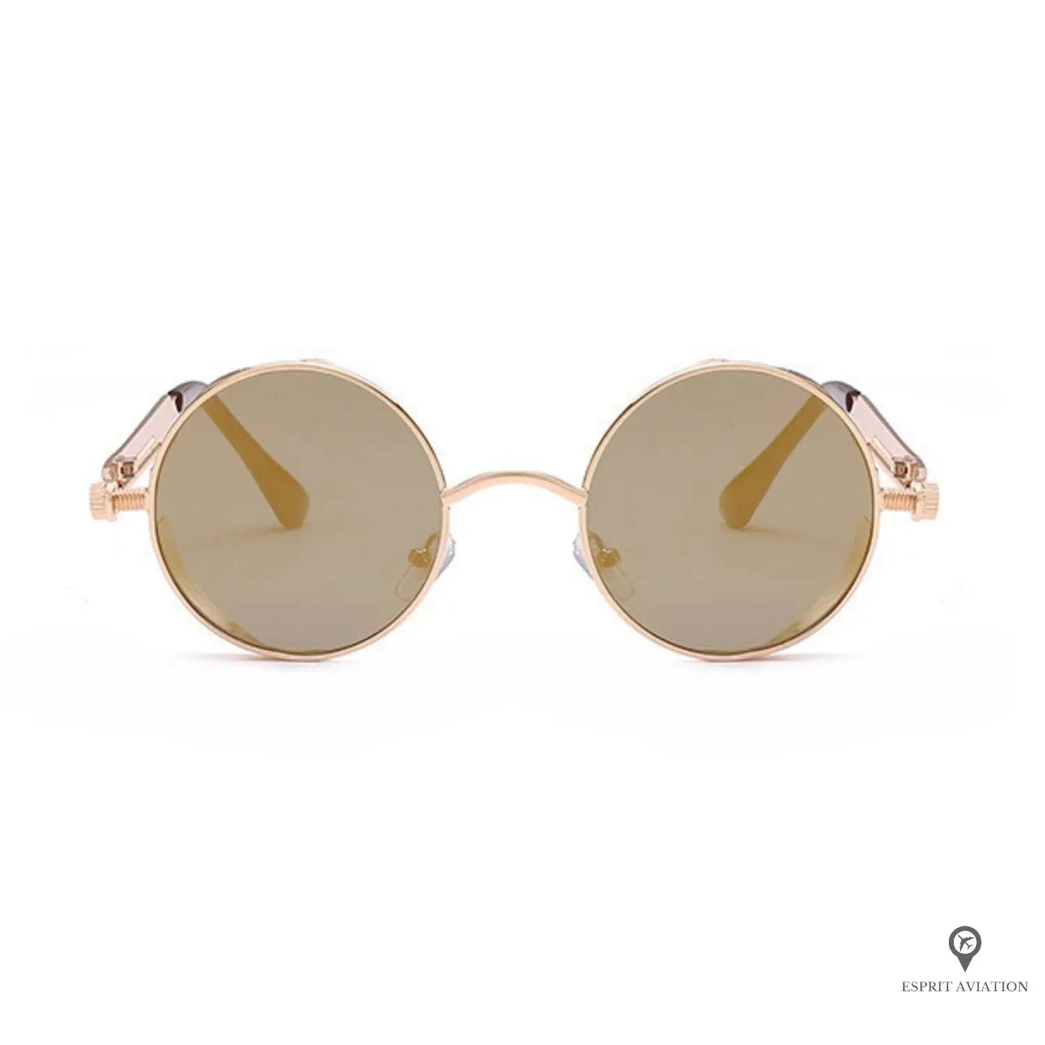 Lunette Aviateur Homme De Soleil Ronde Dorée 4 Lunette Aviateur Homme De Soleil Ronde Dorée – Image 2