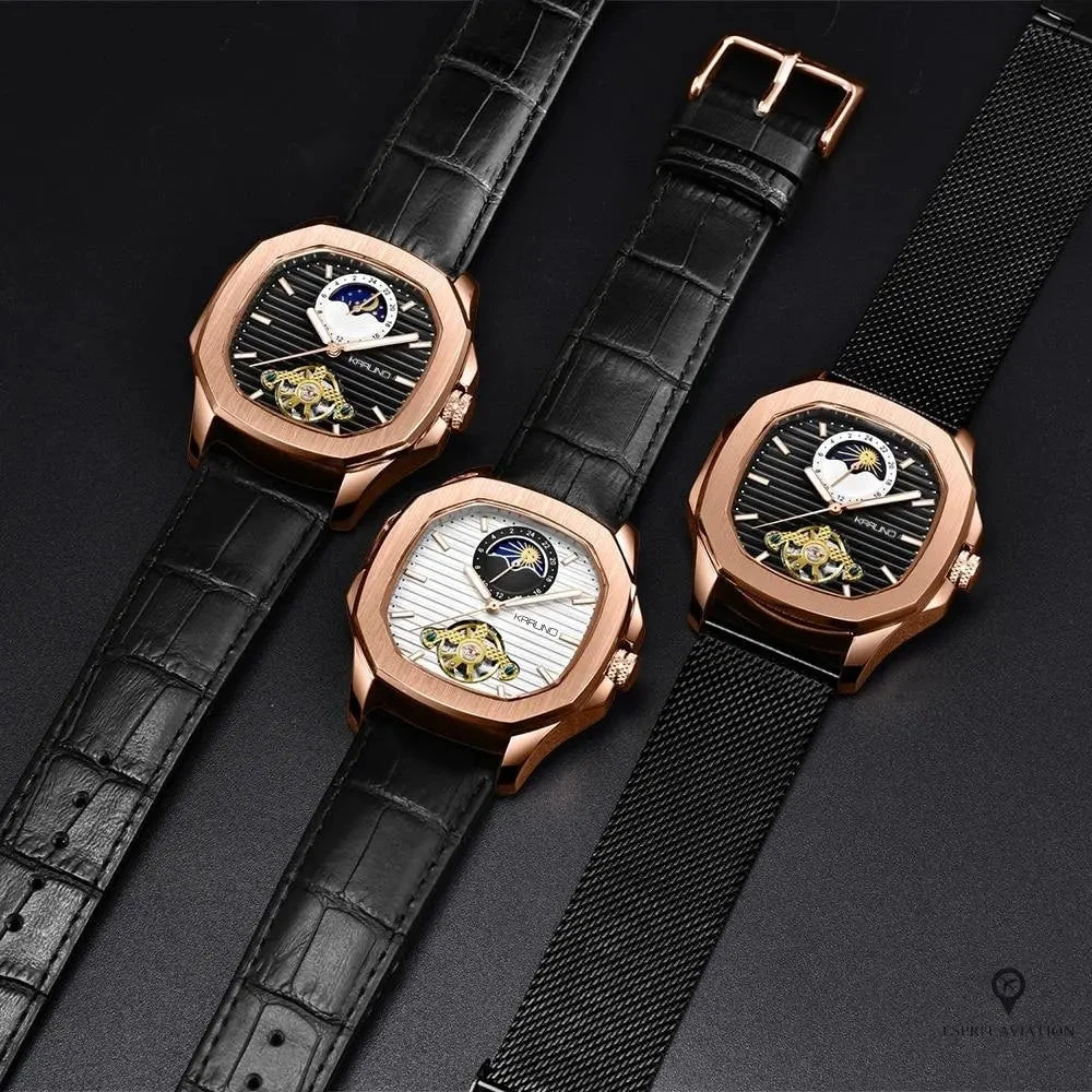 Montre Aviateur Automatique Cuir Carré 4 Montre Aviateur Automatique Cuir Carré – Image 2