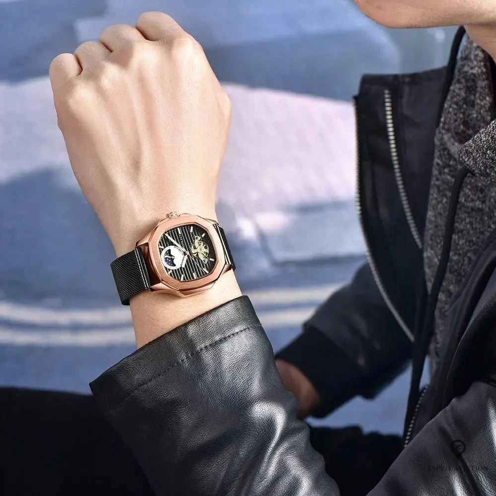 Montre Aviateur Automatique Cuir Noir 5 Montre Aviateur Automatique Cuir Noir – Image 3