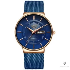 Montre Aviateur Bracelet Acier Bleu