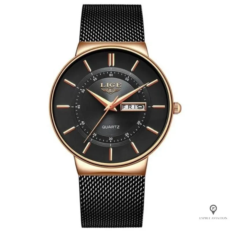 Montre Aviateur Bracelet Acier Noir 3 Montre Aviateur Bracelet Acier Noir