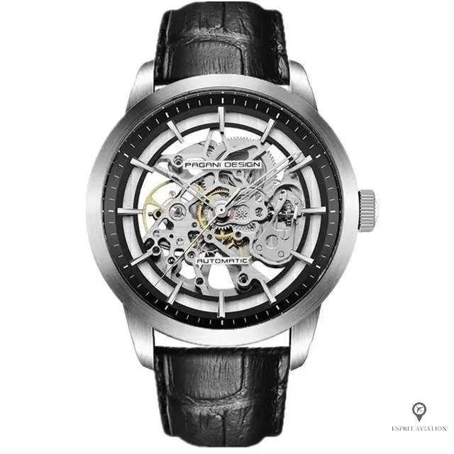 Montre Aviateur Homme Mecanisme Apparent (Noir) 3 Montre Aviateur Homme Mecanisme Apparent (Noir)