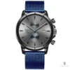 Montre Aviateur Quartz Acier Bleue