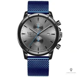 Montre Aviateur Quartz Acier Bleue