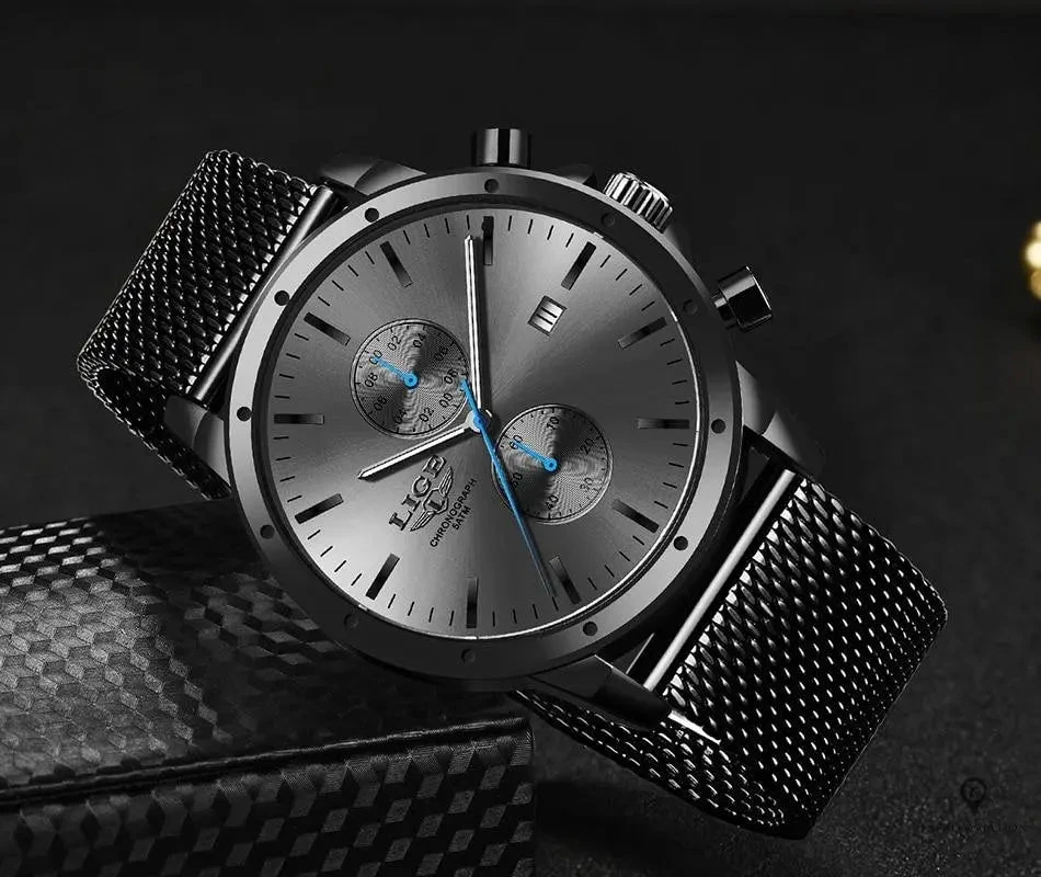 Montre Aviateur Quartz Acier Noir 4 Montre Aviateur Quartz Acier Noir – Image 2