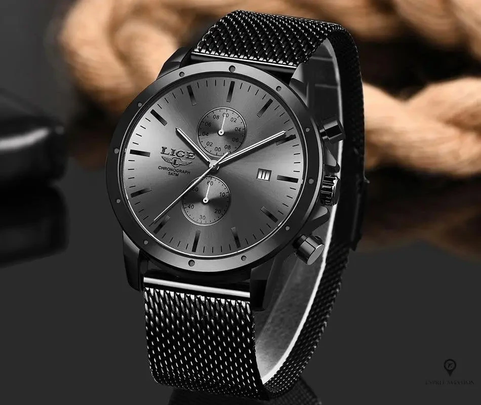 Montre Aviateur Quartz Acier Sombre 5 Montre Aviateur Quartz Acier Sombre – Image 3