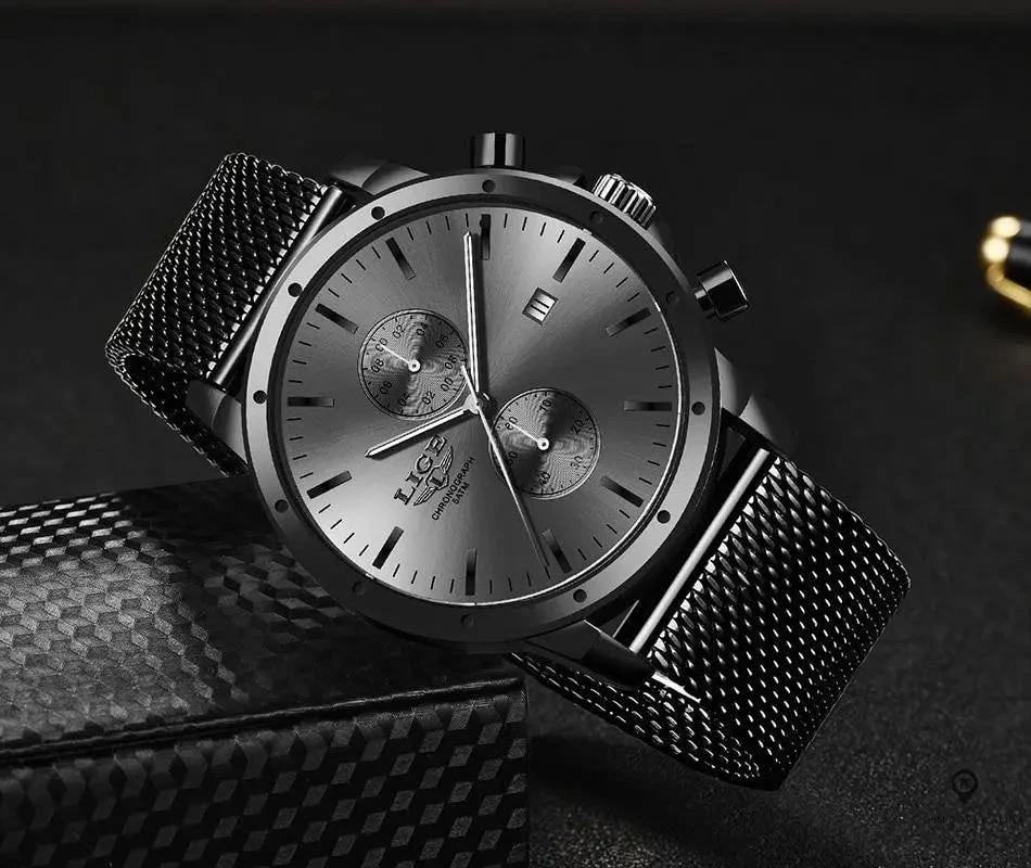 Montre Aviateur Quartz Acier Sombre 6 Montre Aviateur Quartz Acier Sombre – Image 4