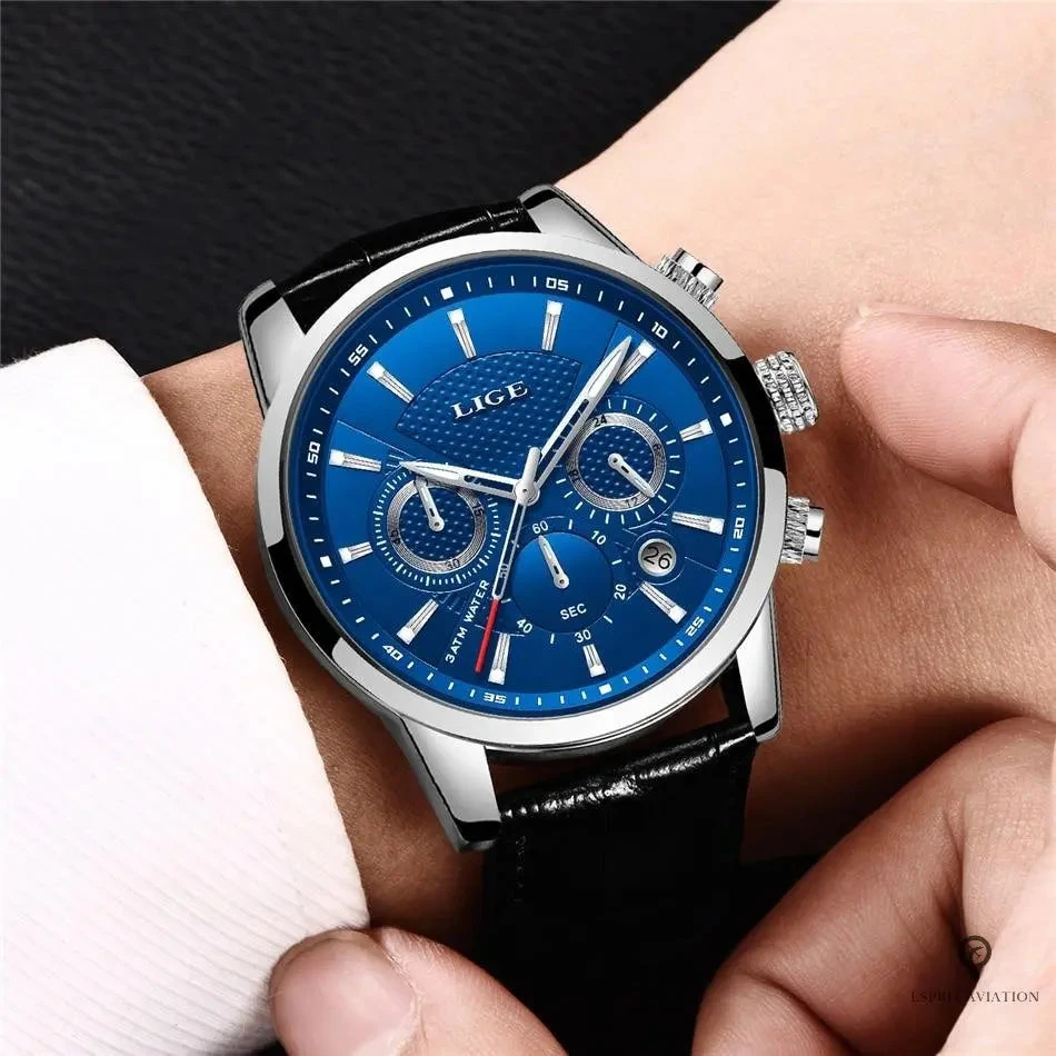 Montre Aviateur Quartz Bleue 4 Montre Aviateur Quartz Bleue – Image 2