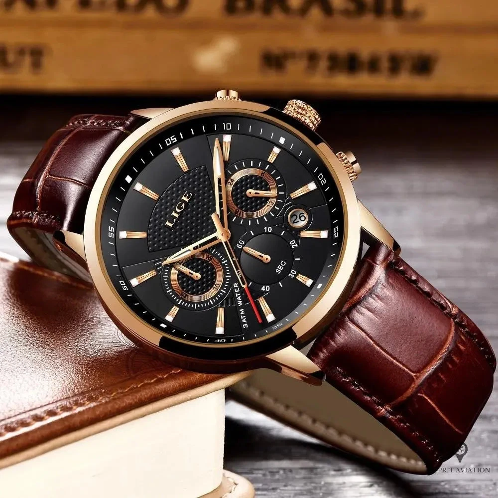 Montre Aviateur Quartz Dorée 4 Montre Aviateur Quartz Dorée – Image 2