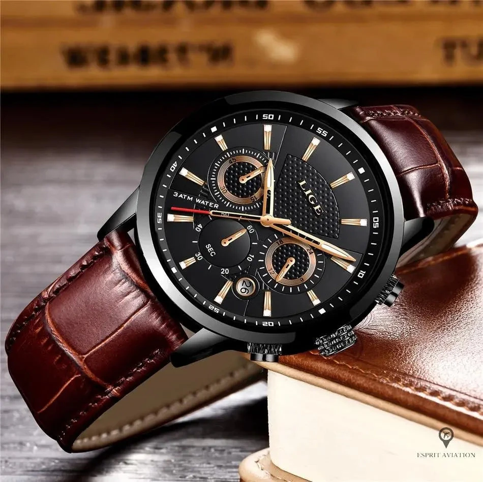 Montre Aviateur Quartz Noire 4 Montre Aviateur Quartz Noire – Image 2