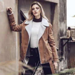 Veste Aviateur Femme Beige