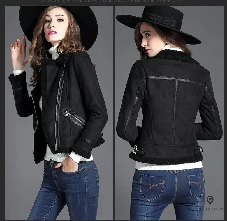 Veste Aviateur Femme Biker Noir 4 Veste Aviateur Femme Biker Noir – Image 2
