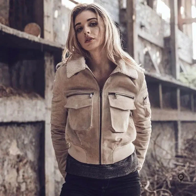 Veste Aviateur Femme Blanc 4 Veste Aviateur Femme Blanc – Image 2