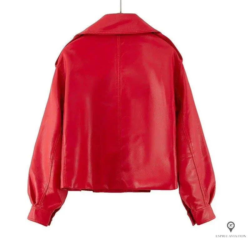 Veste Aviateur Femme Rouge 4 Veste Aviateur Femme Rouge – Image 2