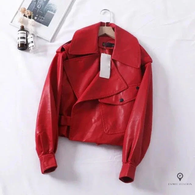 Veste Aviateur Femme Rouge 5 Veste Aviateur Femme Rouge – Image 3
