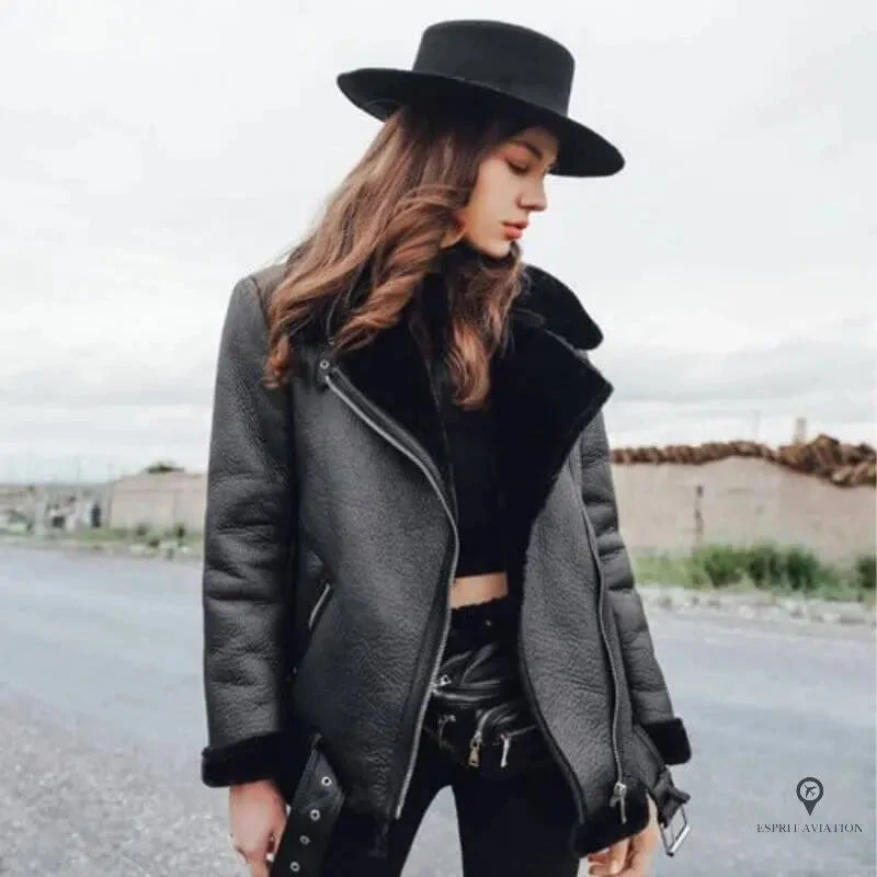 Veste Aviateur Femme Similicuir Noir 3 Veste Aviateur Femme Similicuir Noir