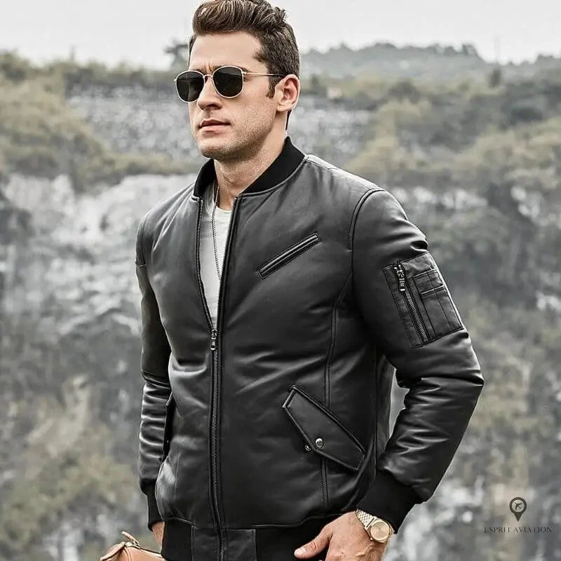 Veste Aviateur Homme Cuir De Vachette Noir 3 Veste Aviateur Homme Cuir De Vachette Noir