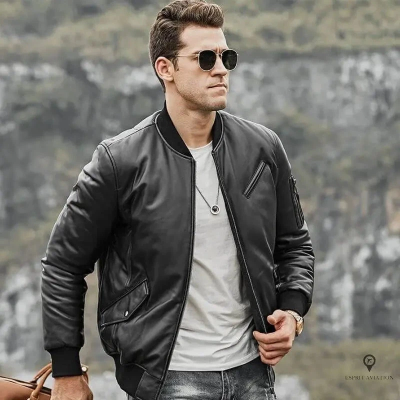 Veste Aviateur Homme Cuir De Vachette Noir 4 Veste Aviateur Homme Cuir De Vachette Noir – Image 2