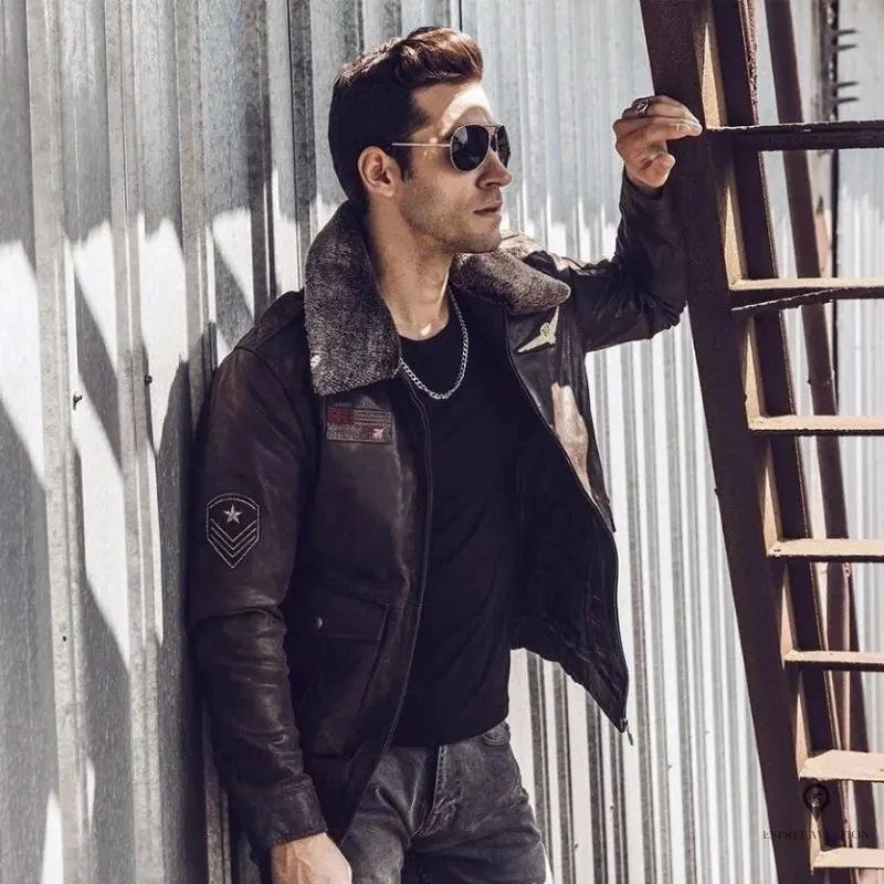 Veste Aviateur Homme Peau De Vache Retournée 4 Veste Aviateur Homme Peau De Vache Retournée – Image 2