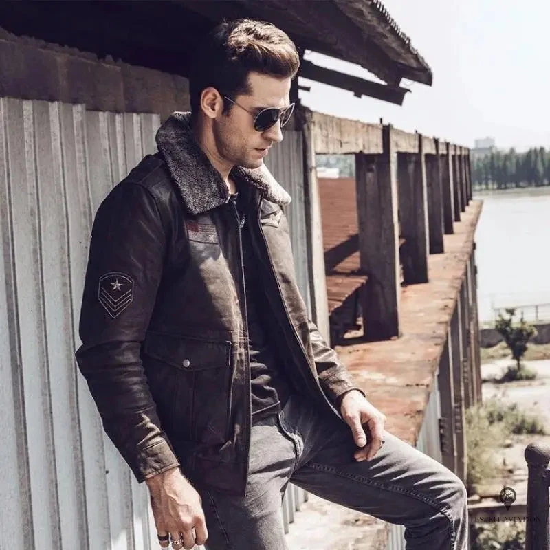 Veste Aviateur Homme Peau De Vache Retournée 5 Veste Aviateur Homme Peau De Vache Retournée – Image 3