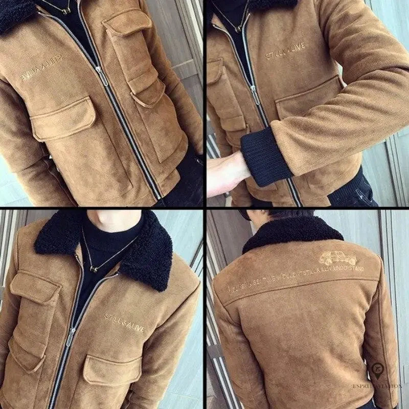 Veste Aviateur Homme<br /> Bomber Beige 5 Veste Aviateur Homme<br /> Bomber Beige – Image 3