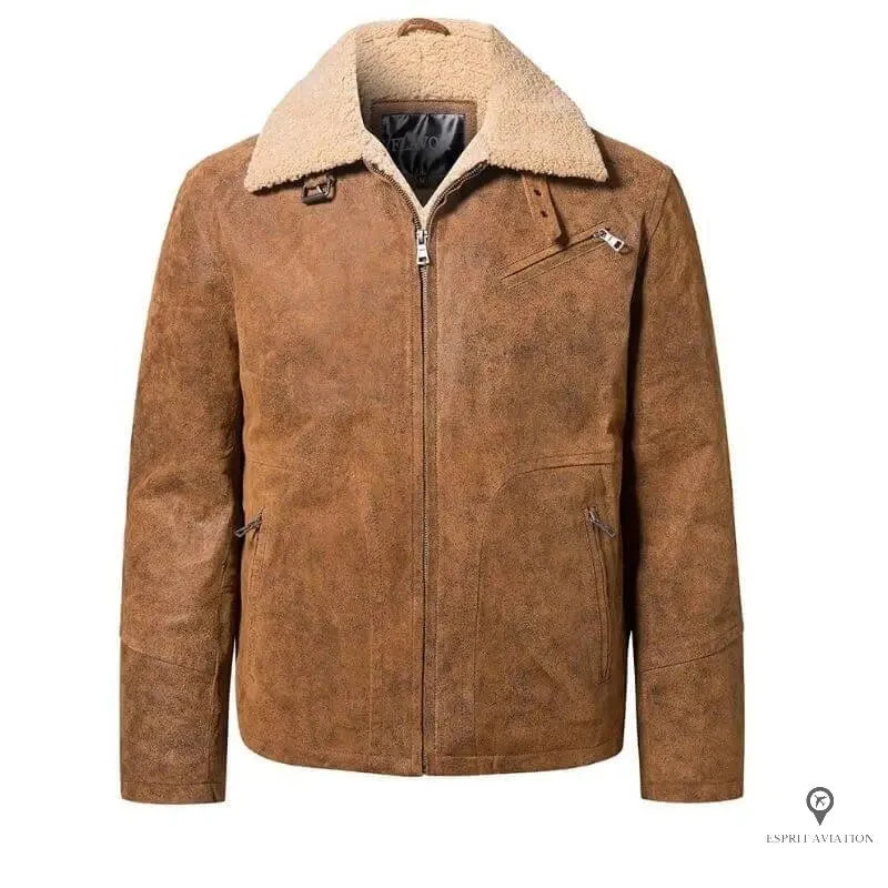 Veste Aviateur Homme<br /> Camel Cuir Porc 6 Veste Aviateur Homme<br /> Camel Cuir Porc – Image 4