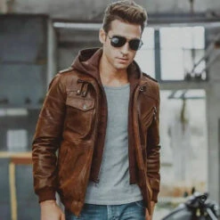 Veste Aviateur Homme Capuche Cuir